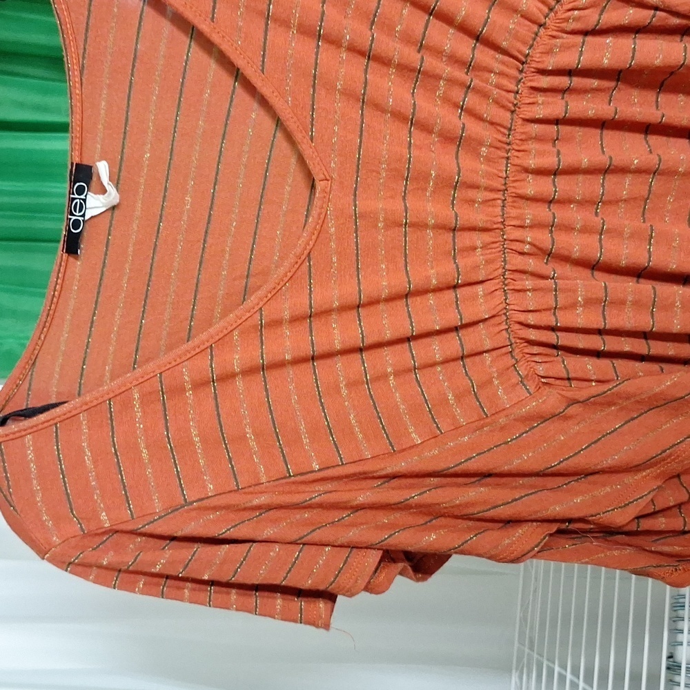 DEB V-NECK TOP SIZE XL RUSTY ORANGE AND GOLD - Picture 3 of 4